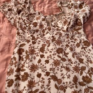 Jessica Simpson White and Brown Puff Sleeve Sundress